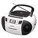 Jensen CD-545MP3 Black/White Top-Loading CD/MP3 AM/FM Radio Cassette Player, and Recorder Boombox Home Audio, Aux, Headphone (Black/Matte White)