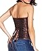 Women's Steampunk Retro Steel Boned Corset Waist Cincher Bustier Shapewear Top Large Brown