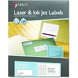 Maco Laser/Ink Jet White Address Labels, 1 x 2-5/8 Inches, 100 Sheets, 3000 Per Box (ML-3000)