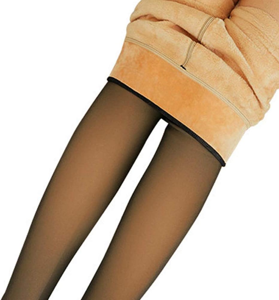 Restarty Legs Fake Translucent Warm Fleece Pantyhose Slim Stretchy for Winter Outdoor