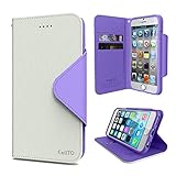 iPhone 6S Plus Case, Cellto PU Leather Wallet Cover Stand and Reversible Magnetic Flap [Lifetime Warranty] Flip Cover for iPhone 6 Plus (2014) / 6S Plus (2015) - White/Purple