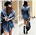 Women's Denim Trench Coat Hoodie Outerwear Hooded Jeans Coat Jacket,One Size