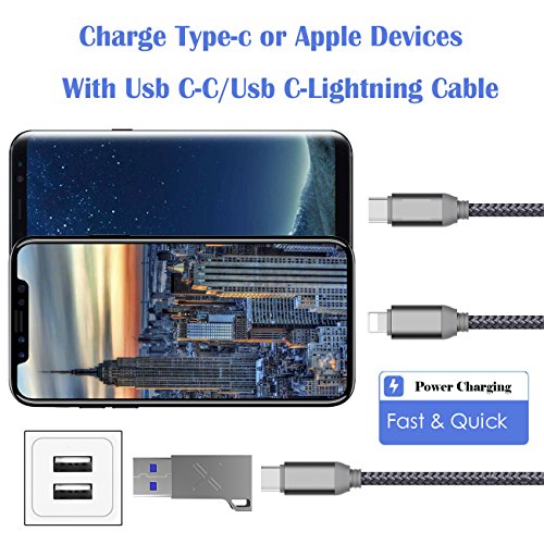 USB C to USB 3.0 Adapter, Acessorz Zinc Alloy Mini Hi-speed USB C 3.0 Female (Type-C) to USB A Male (Type-A) Fast Charging Sync Connector OTG Adapter for Laptop / Wall Car Charger with USB A Interface - Thumbnail 2