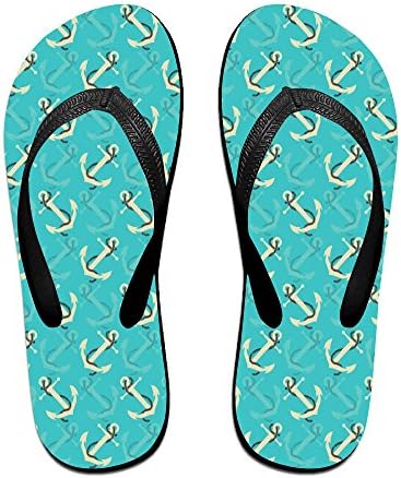 Funny Beach Sandals Slippers Custom Anchor With Blue Background Soft Rubber Flip Flops