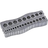 Milescraft 1307 Drill Block PRO &ndash; All-Metal Handheld Drilling Guide for Straight Holes. 25 Drill Guides in One! 1/8&rdquo; to 1/2&rdquo; in 1/64&rdquo; Increments. Dual V-Groove Design for Round Stock &amp; Corners