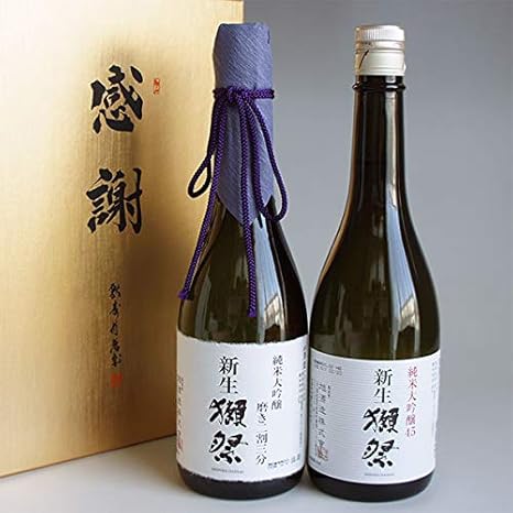 Amazon Co Jp 日本酒セット 獺祭 新生獺祭23と獺祭 新生獺祭45 7ml 2本 感謝のギフト箱入り 純米大吟醸 飲み比べ 獺祭の純正包装紙で無料包装 食品 飲料 お酒