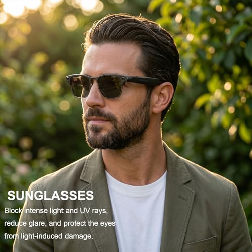 AI Smart Glasse for Men Women —8 MP Camera, Open-Ear Speakers for Audio, Video Recording and Bluetooth, Real-Time Translation-Sunglasses (Extra Photochromic Lenses), Voice Control Smart Wearable