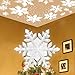 Christmas Tree Topper Star Lighted,3D Glitter Sliver Snow Tree Toppers Snowflake Projector Lights Lighting for Decoration