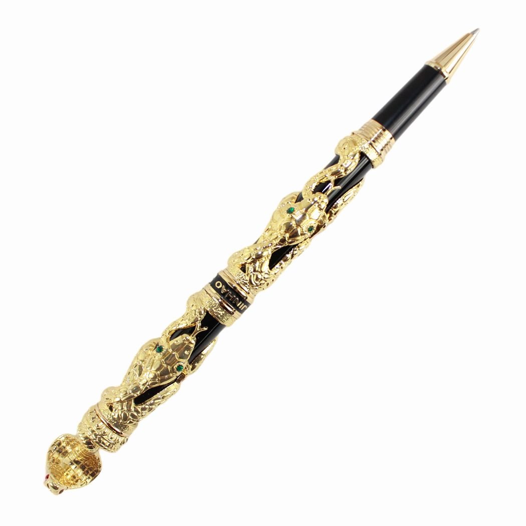 Gullor Rollerball Pen Black and Golden Snake 3D Pattern