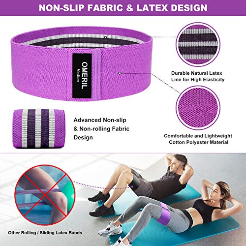 OMERIL Resistance Bands, 3 Packs Fabric Workout Bands with 3 Resistance