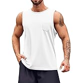 Runcati Mens Sleeveless Workout Tank Tops Athletic Muscle Gym T Shirts with Pockets