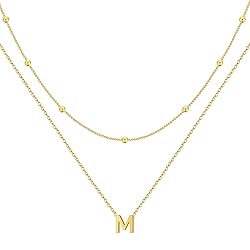 Poxtex Gold Initial M Necklace Stacked Necklaces