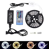 LED Strip Lights Kit –RGBW Led Strip Waterproof 16.4ft (5M) 300 LEDs SMD 5050 Warm White Plus RGB Light With 40Keys Remote Controller and 5A Power Supply,Flexible Led Strip for Party Home Decor(RGBWW