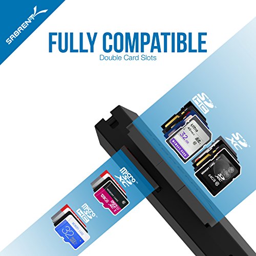 Sabrent SuperSpeed 2-Slot USB 3.0 Flash Memory Card Reader for Windows, Mac, Linux, and Certain Android Systems - Supports SD , SDHC , SDXC , MMC / MicroSD , T-Flash [Black] (CR-UMSS)