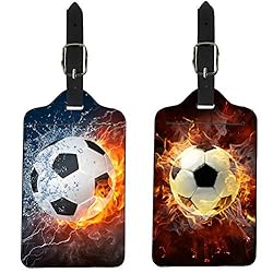 AFPANQZ Fire Soccer Printed Luggage Tags Set