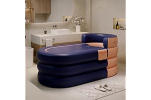 STARBRILLIANT Foldable Portable Soaking Inflatable Bathtub with Electric Air Pump,Eco-Friendly Bathing Tub for Shower Stall,One-piece Bath Cover Design with Zipper, Keep Temperature Long Time (Grapefruit Orange)