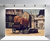 Laeacco 7x5FT Western Backdrop Wooden Town