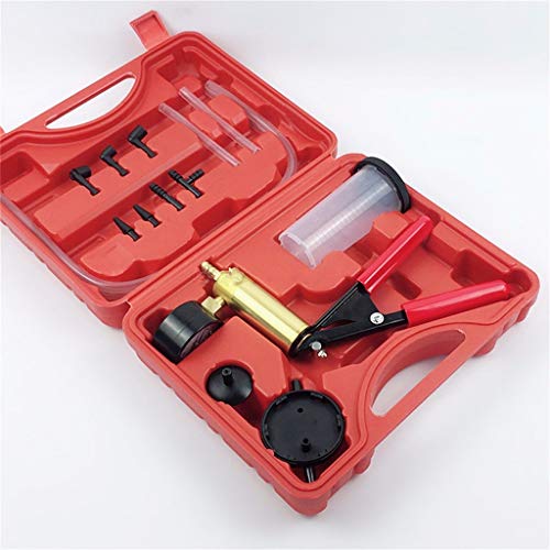 Hand Vacuum Pump Car Motorbike Bleeding Kit Hand Brake Fluid Bleeder Tool Brake System Bleeding Tools (Red)