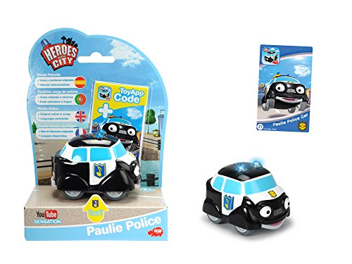 Dickie Toys - Helden der Stadt, Paul Polizei, Das Polizeiauto mit Licht, Originalen Liedern, Sounds und Freilauffunktion, inkl. Sammelkarte mit Geheimcode – Bild 3