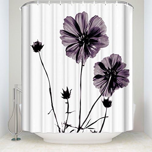 Meet 1998 Floral Printed Shower curtain,Purple/Black