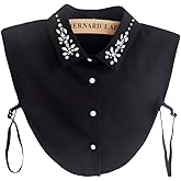 Vpang Fake Collar Detachable Blouse Dickey Collar Chiffon Rhinestone Half Shirt False Collar
