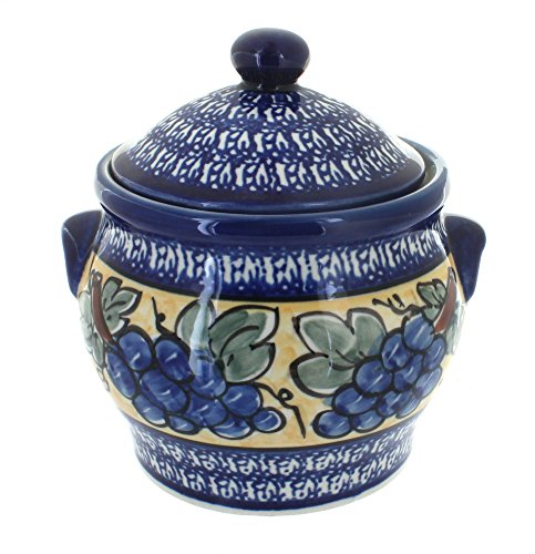 Click Here to See More Images Polish Pottery Grapes Medium Canister