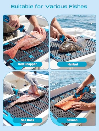 Seesii Cordless Electric Fillet Knife with 4 Blades, 100 Mins High Speed Filet Knife for Fish, Ergonomic Non-Slip Grip, Safty Lock, Carry Bag Kit for Filleting and Meat Slicing