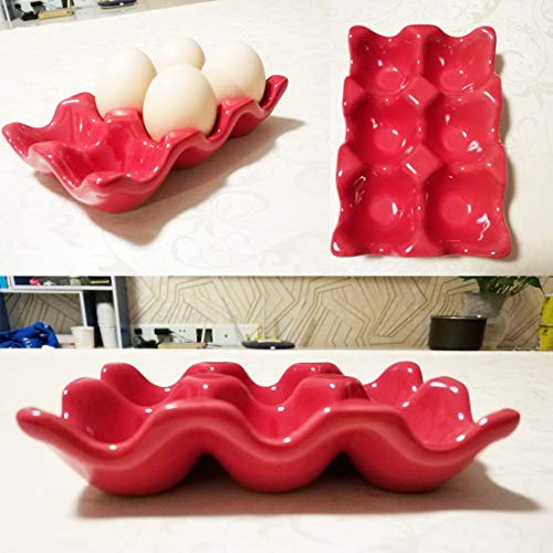 image for Komifa Ceramic Egg Holder Egg Tray Porcelain Fresh Egg Holder for Frid