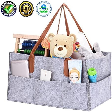Baby Diaper Caddy Organizer, Portable Sturdy Versatile Large Nursery Storage Bins for Changing Table, Spacious Soft Odorless Car Organizer for Diapers Wipes Toys Baby Essentials and Baby Shower Gift