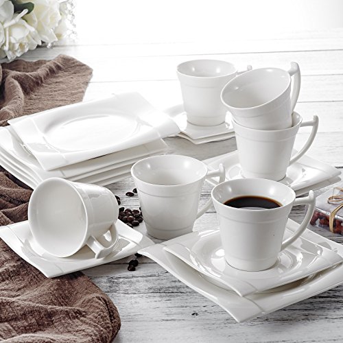 Vancasso Aurora 18Piece Porcelain Coffee Sets Ivory White Afternoon