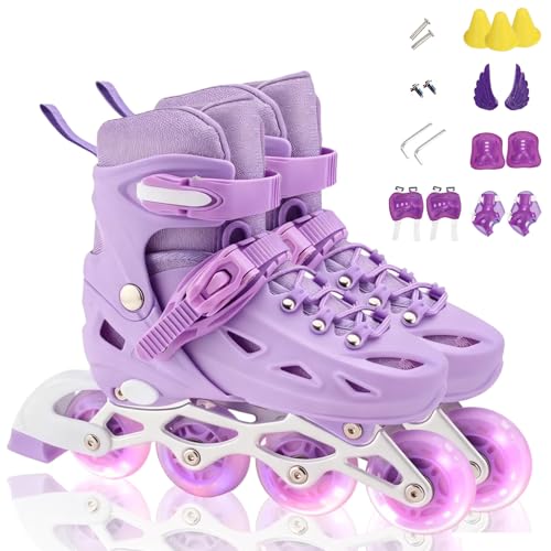 Kids Roller Skates,Adjustable Roller Skates for beginners,Comfortable roller skates,4 Light up Wheels and Sizes Adjustable Quad Skate for Indoor Outdoor for Girls Kids