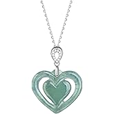 QVFVJA Real Green Jade Pendant Necklace for Women Donut/Heart/Clover/Teardrop/Rose/Lotus Flowers Genuine Jadeite Jewelry with Gold Plated 925 Sterling Silver Chain