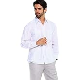 Mojito Collection Men's Cotton-Blend Classic Four-Pocket Long Sleeve Guayabera Shirt
