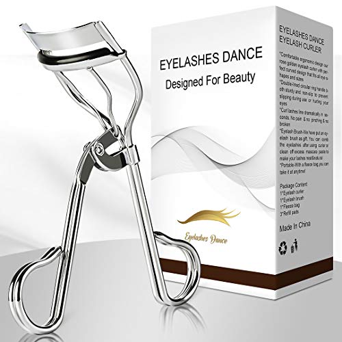 Eyelashes Dance Eyelash Curler Golden Lash Curler With Eyelash Brush & Refill Pads Lashes Curler No pain&no pinching Eyelashes Curler Fits All Eye Shapes