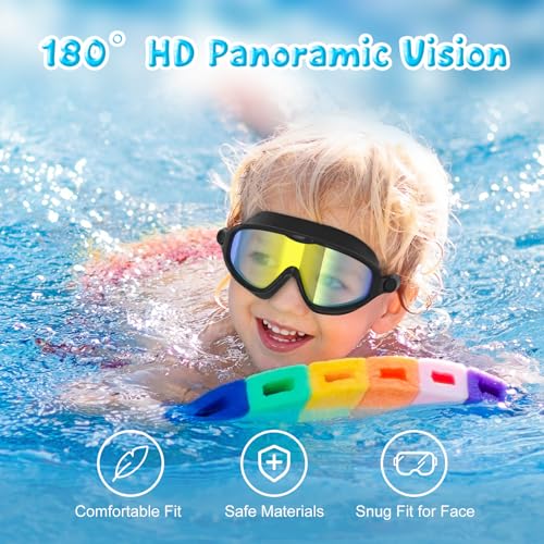 VegoVia Kids Swim Goggles 2 Pack, Anti-Fog UV Protection Wide View Swimming Goggles for kids 3-15 Youth Boys Girls Toddler