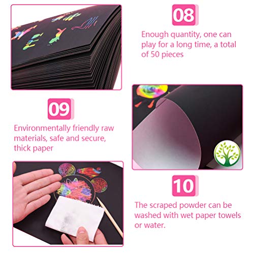 YOTINO Rainbow Painting Paper, Rainbows Scratch Paper Activity Set, Scratch Off Paper Engraving Art Set for Kids & Adults to Decorate, Arts and Crafts Gift Idea for Adult Kids - Thumbnail 5