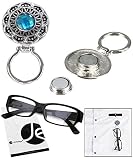 JAVOedge Silver and Blue Gem Style Magnetic Eyeglass Receptacle Holder