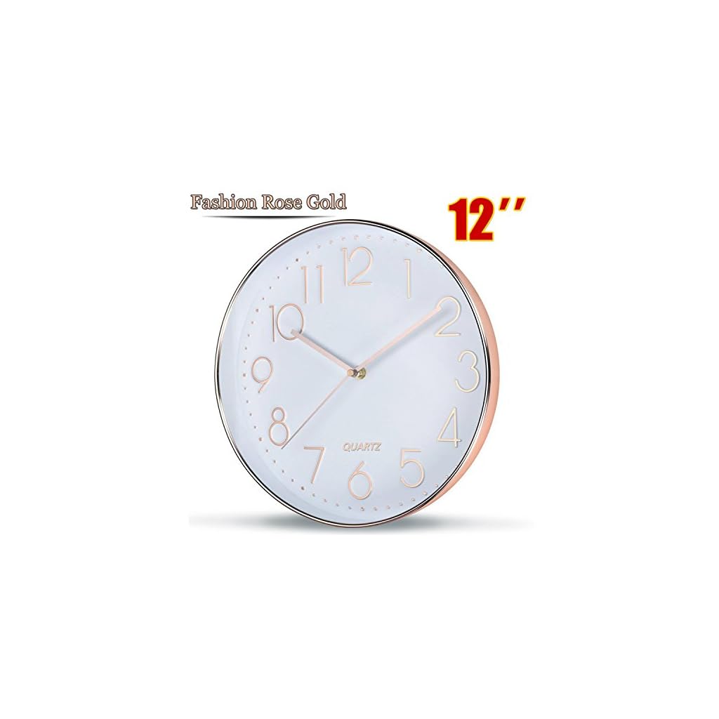Rose Gold Wall Clock by SOULMATES12 Inch Super Slim FrameNon Ticking