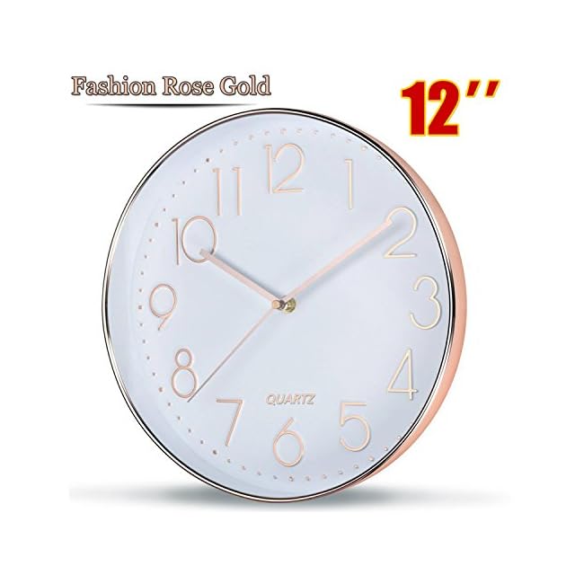 Rose Gold Wall Clock by SOULMATES12 Inch Super Slim FrameNon Ticking