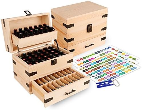 Aroma Designs Wooden Essential Oil Multi-Tray Organizer, Holds 74 Oils