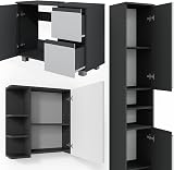Vicco J-Shape Bathroom Furniture Set, Anthracite, 3 Parts with Tall Cabinet view 6