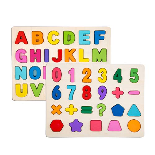 Alphabet Blocks Learning Puzzle | Wooden Upper Case Letter and Number Learning Board Toy - Ideal for Early Educational Learning for Kindergarten Toddlers & Preschools - Thumbnail 6