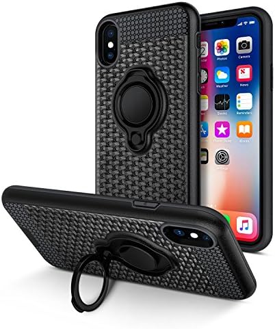 iPhone X Case, Vafru 360 Degree Rotating Ring Grip kickstand Dual Layer Shock-Absorption Anti-Scratch Protection Compatible with Magnetic Car Phone Mount for iPhone X--(beifen)