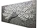 Desihum - Modern Canvas Paintings Texture Palette Knife White Flowers Paintings Home Decor Wall Art 3D Flowers Wall Decoration Abstract Painting Wood Inside Framed Ready to Hang(24