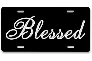 Pehede License Plate White Black Blessed Tag Vanity Patriotic 6x12 Inch