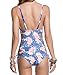 Mansy Women's High Waisted Striped Floral Pinted Swimsuit One Piece