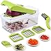 Vegetable Chopper,Upintek Vegetable Fruit Dicer,Effortless No-Mess Salad Onion Vegetable Cutter+Peeler Slicer (Freebies),3Interchangeable Blades Set with Food Container,Cleaning Brush for Veggie Pasta