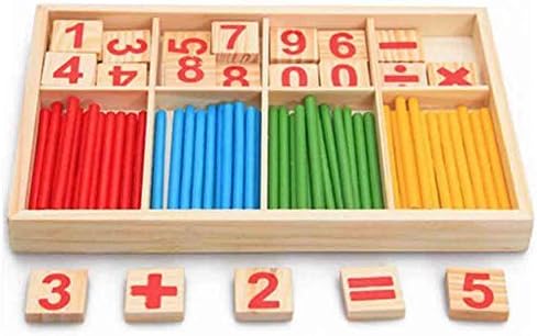 Cellrizon Children Counting Stick Calculation Math Educational Toy Wooden Number Cards and Counting Rods with Box