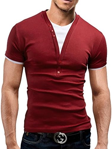 GHSYslow Men's Bape Short Sleeve Fitness Casual Tops Button Design Mens Clothing