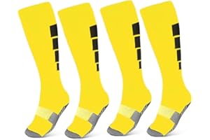 ZEPOHCK Kids Soccer Socks for Boys and Girls - 2 Pairs Knee High Athletic Socks for Youth Shoe Size 3-6.5, Ages 6-12